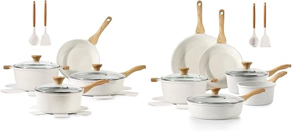 SENSARTE Ceramic Cookware Sets, Pots and Pans Set Non stick, 13 Piece Induction Cookware, 16 Pcs Nonstick Kitchen Cooking Set, w/Frying Pans Set, Saucepans Set