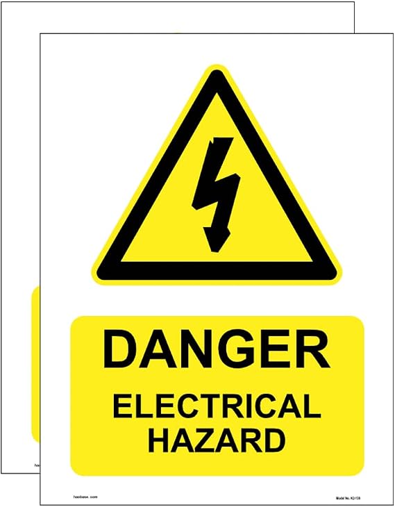 2 Pcs Danger - Electrical Hazard Sign Stickers - Self Adhesive Vinyl -15 cm x 20 cm