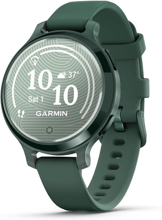 Garmin Lily 2 Active, Small and Stylish Smartwatch, Built-in GPS, Hidden Display, Patterned Lens, Up to 9 Days Battery Life, Jasper Green with Jasper Green Silicone Band