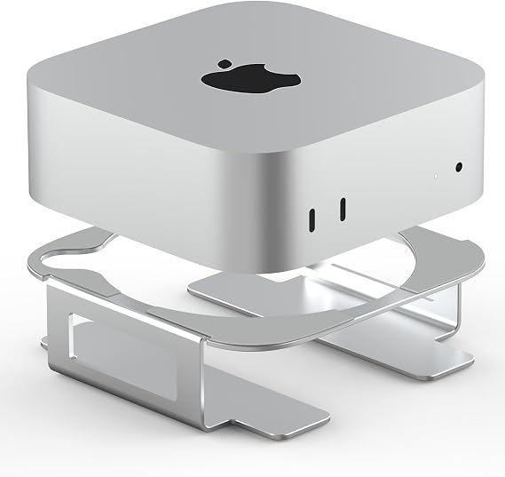 IFCASE Aluminum Desktop Mount Stand for Mac mini M4/M4 Pro 2024 - Improves Cooling, Access Power Buttons, Organize Your Desk Silver | 改善された冷却、簡単な電源ボタンアクセス、デスクの整理。