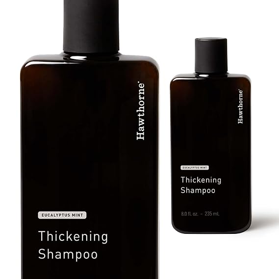 Hawthorne Men's Thicker Hair Shampoo for Thinning Hair with Rice Protein, Aloe Vera, and Vitamin B5 to Fight Hair Loss, Strengthens Hair Follicles, Mint & Eucalyptus Scent, Sulfate + Paraben Free, 8oz