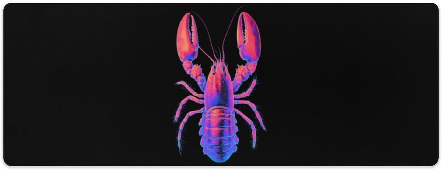 Lobster Glowing Desk Pad Mouse Pads Protector with Anti-Slip Rubber Base for Home and Office E-Sports Room 30x80cm