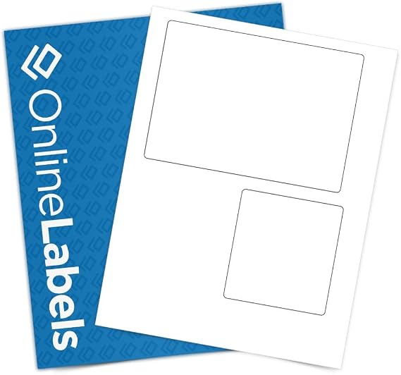 OnlineLabels 6.78" x 4.75" Rectangle Labels - White Matte - 10 Sheets | Permanent Adhesive, Blank Rectangle Labels, Inkjet and Laser Compatible, Ideal for USPS Click N' Ship Label
