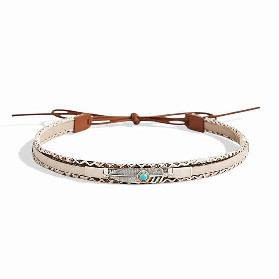 Cowboy Hat Bands for Women Men Replacement Handmade Western Cowboy Hat Band Turquoise Feather Band