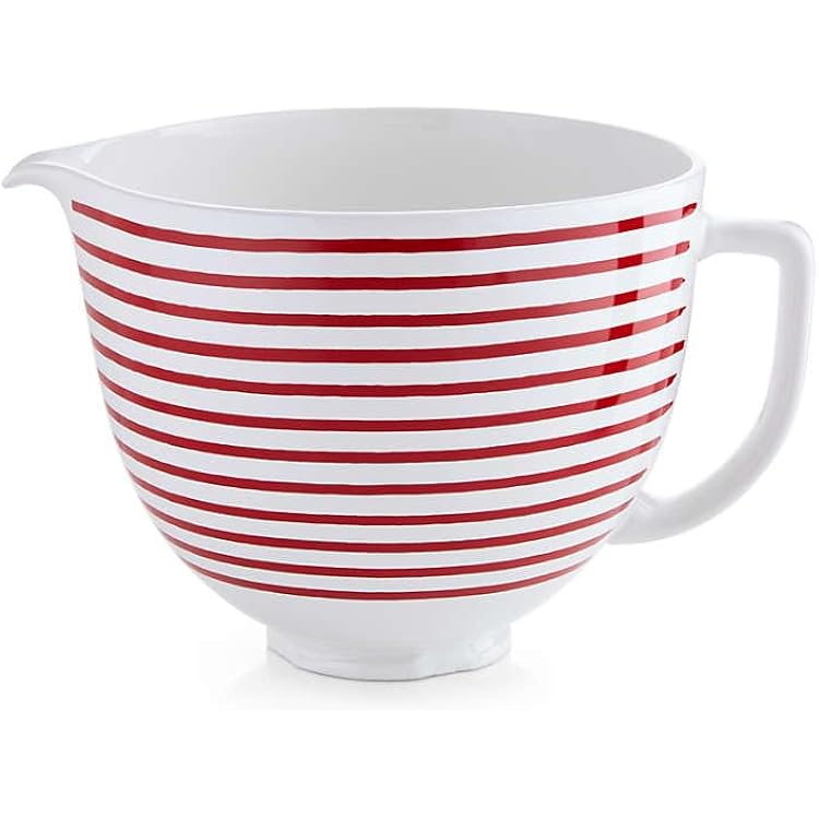 KitchenAid 5-Quart Ceramic Red White Bowl For 4.5 & 5-qt Tilt-Head Stand Mixers Titanium Reinforced Ceramic