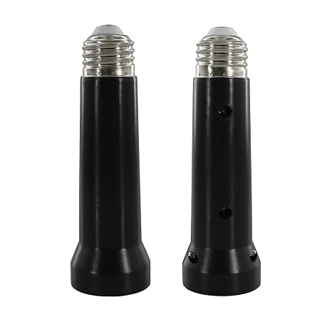 5.31 Inches Light Socket Extender, E26 to E27 Light Bulb Extension Socket Lamp Light Bulb Socket Extender Adapter for Fan Light Medium Screw Base Light Socket Black(2 Pack)