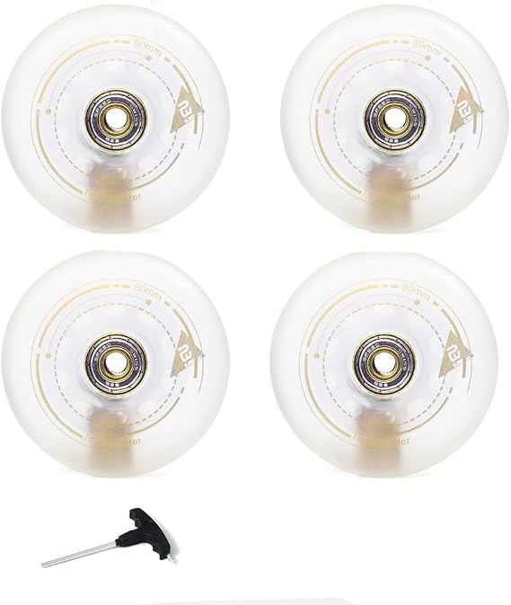 4-Pack Inline Wheels 72mm 76mm 80mm Inline Skate Wheels 90A Outdoor Asphalt Formula Aggressive Roller Wheels Inline Replacement Wheels with Bearings ABEC-9 and Floating Spacers (4,76mm)