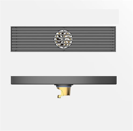 Linear Shower Drain with Removable Grate, Floor Shower Drain with Hair Strainer,Stainless Steel Rectangular Floor Drain,Center drainage,6.8 * 40cm [Energy Class A]