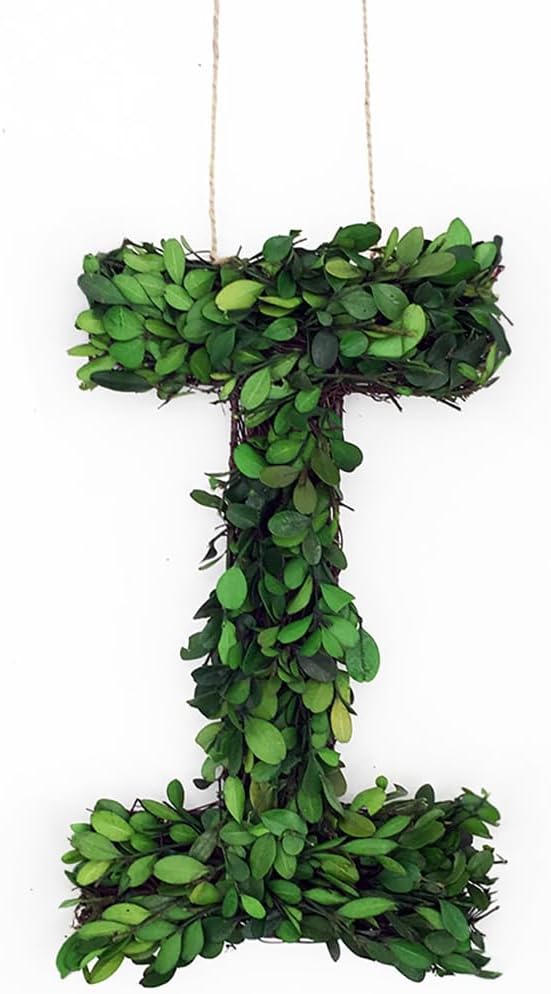 Modern Home 12" Real Preserved Boxwood Monogram Wreath Letters - I