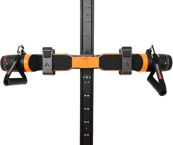 MAXPRO Fitness: Cable Home Gym | As Seen on Shark Tank | Versatile, Portable, Bluetooth Connected | Strength, HIIT, Cardio, Plyometric, Powerful 5-300lbs Resistance (Sport Orange + Wall Track)