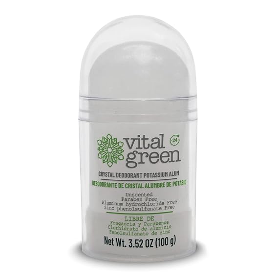 Vital Green Thai Crystal Potassium Alum Deodorant Unscented Mineral Deodorant For Men, Women And Athletes -3.53oz / 100 g (1 Unit)