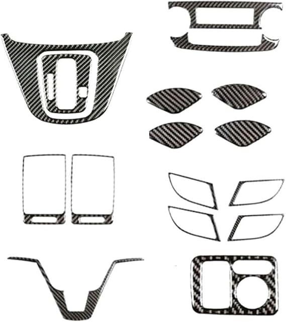 16Pcs Car Interior Full Set Kit Cover Trim, Carbon Fiber Central Side Dashboard Air Vent AC Outlet Cover Panel Frame Trim Kits For Honda For CR-V 2007-2011