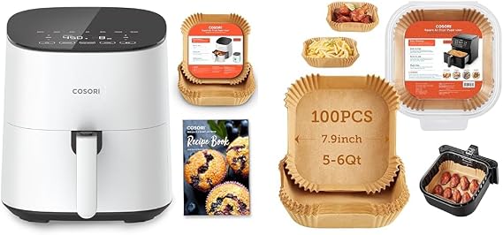 COSORI Air Fryer Pro 5-Qt with 20 Liners & 100 Disposable Square Liners