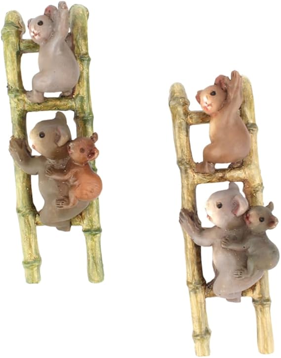 2pcs Ladder Koala Ornaments Quirky Garden Decor Solar Lights Ornaments Outdoor