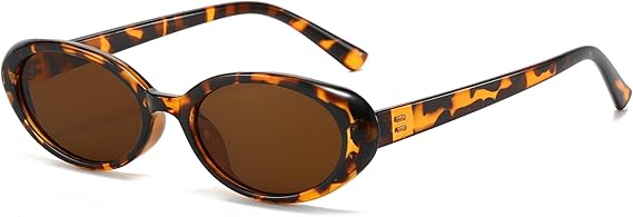 Long Keeper Retro Oval Sunglasses Womens Small Vintage Narrow 90s Sunglasses Tortoiseshell Slim Oval Frame Sun Glasses Anti UV400 Retro Shades for Women Men