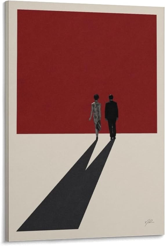 In The Mood For Love Inspired Poster Mid Century Modern Poster Minimalist Poster Movie Wong Kar Wai Canvas Painting Wall Art Poster for Bedroom Living Room Decor 08x12inch(20x30cm) Frame-style