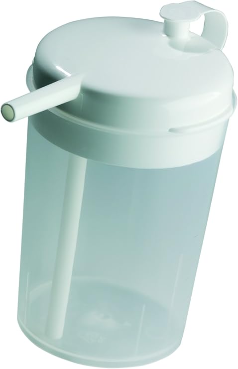 The Novo Drinking Cup with Re-usable Straw Ideal for those Confined to Bed who cannot sit up easily or without help Aids Independent Drinking Spill Proof if Tipped Over Hot and Cold Drinks
