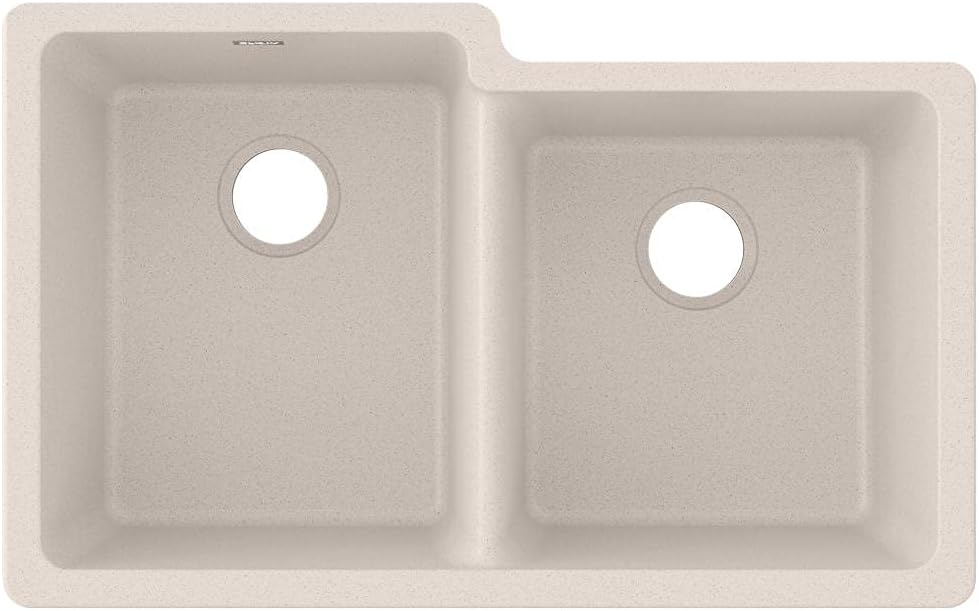Elkay Quartz Classic ELGU250RBK0 Black Offset Double Bowl Undermount Sink
