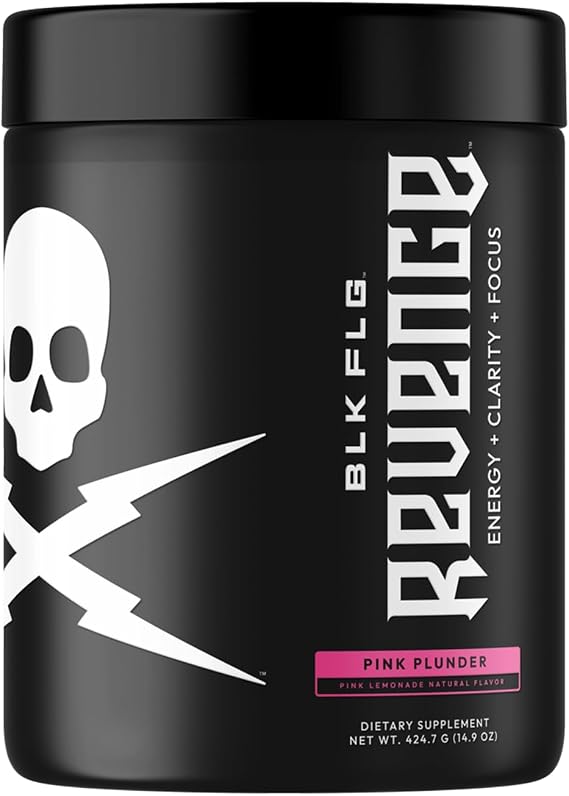 REVENGE BLK FLG Clean Dual Caffeine & Nootropic Blend, Sugar Free Energy Drink Mix for Focus, Endurance & Performance, gamersupps, Coffee Alternative, Energy Powder 50 Servings, Pink Plunder