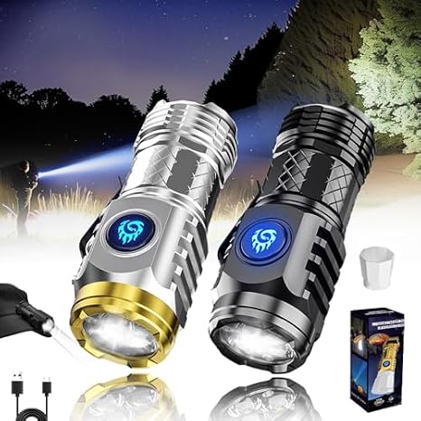 Florest4sale Flashlight, Germany New Technology Multifunctional Rechargeable Flashlight, Three Eyed Monster Mini Flashlight Super Power Flashlight, LED Flashlights High Lumens