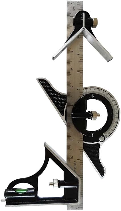 PRECISE 12 (30.5 cm) Combination Square Set | Stainless Steel with Protractor, Level & Dual-Sided Ruler | Durable, Accurate & Versatile Design