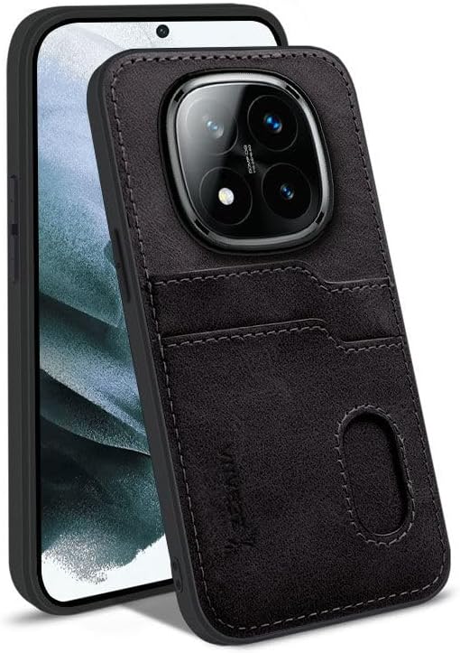 Zebana Xiaomi Redmi Note 14 Pro Plus 5G ile Uyumlu Kılıf Zebana Kartlıklı Lüx Deri Kılıf Siyah