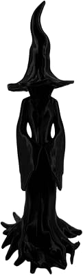 Cracker Barrel Witch Statue, 6.79.8 Gothic Halloween Witch Figurine, 3D Printed Tree Root Black Witch Figurine for Sculpture Home Holiday Party Decoration Ornament Black, 9.84
