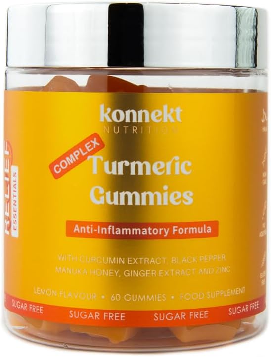 Turmeric Complex Gummies - 3000mg High Strength Turmeric with Ginger Extract, Black Pepper, Manuka Honey & Zinc - Powerful Anti-Inflammatory for Muscles, Bones and Joints - 60 Gummies