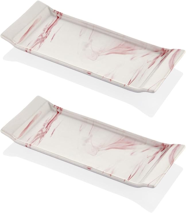 Setabianca Pembe Mermer Görünümlü 2Li Kayık Sunum Tabağı 30 * 12 Cm