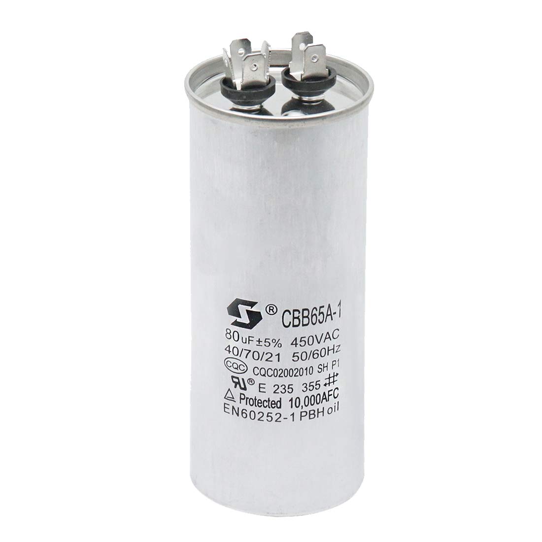 Sydien Cylindrical CBB65 Motor Run Capacitor 80UF for Running Air Conditioners with Frequency of 50Hz60Hz & High-Power Lighting