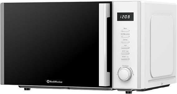 Rediffusion 30L Digital Combination Microwave, 900W Microwave,1200W Grill & 2200W Convection, Grill Rack, Defrost, Stainless Steel Cavity, 5 Power Levels, 8 Auto Menus, Freestanding, White - REDCMW30W