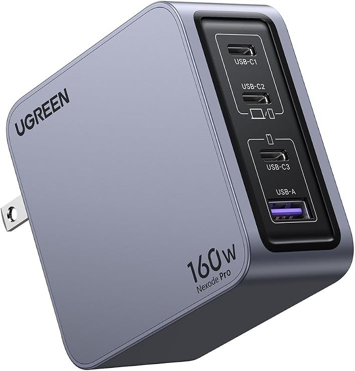 UGREEN NexodePro Rapid Charger, 160W, Type-C 2C1A, 3 Ports, Single Port, 140W, Supports PD3.1, PPS, QC5, FCP | USB-C *2とUSB-A*1 GaNI+UG独自Airpyra技術 折畳み式 PSE適合 ノートPC/iPad/iphone17/Galaxy S24/Pixel8/XPeria5以降対応レッドドット・デザイン賞受賞