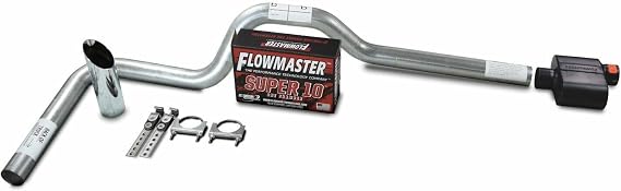 XsvFLO Exhaust Kits - ShopLine Single Catback Exhaust System 3" Aluminized | Includes Flowmaster Super 10 Series Muffler, 3.5" x 12" Angle Cut Tip, Fits Silverado, Sierra, F-Series,& Ram, Made In USA