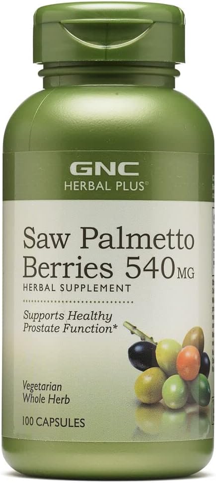 GNC Herbal Plus Saw Palmetto Berries 540mg, 100 Capsules, Supports Healthy Prostate Health