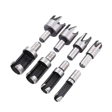 6PCS Wood Plug Cutter Set, 45# High Carbon Steel Barrel & Claw Type Drill Bits, for Dowel & Timber Hole Creation, Compatible with Hand Drill & Drill Press (Round Shank)