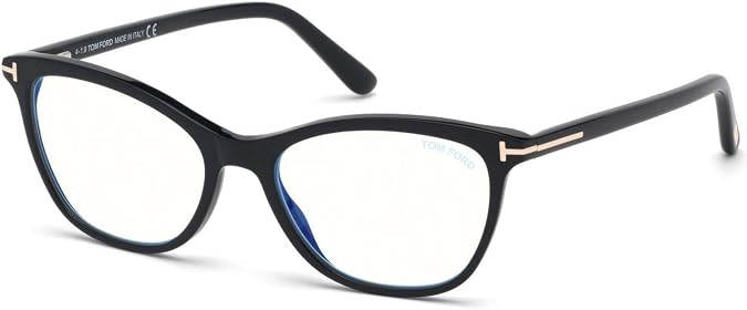 Eyeglasses Tom Ford FT 5636 -B 001 Shiny Black, Rose Gold/Blue Block Lenses