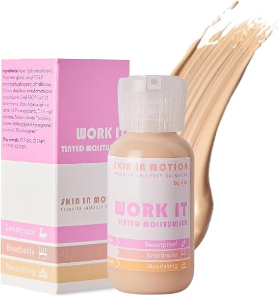 Skin in Motion | Work It Sweatproof Tinted Moisturiser | Shade: Light | Buildable Hydrating Skin Tint | Everyday Use | Lightweight Anti-Redness Tinted Moisturiser & Sweatproof Foundation Alternative