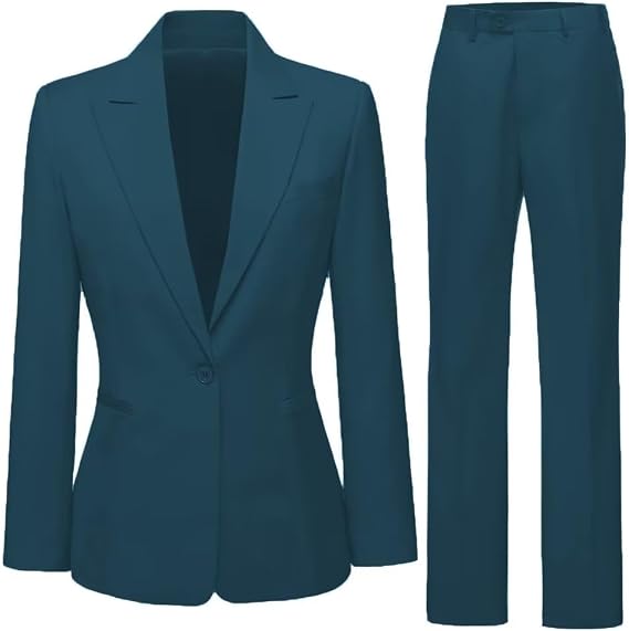 Women's 2 Piece Tuxedo Suit Set Notched Lapel One Button Slim Fit Business Office Worksuit