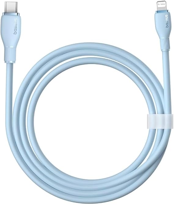 Type-C to Lightning Cable 20W with Baseus Pudding Fast Charging Feature, 1.2 Meters, Blue