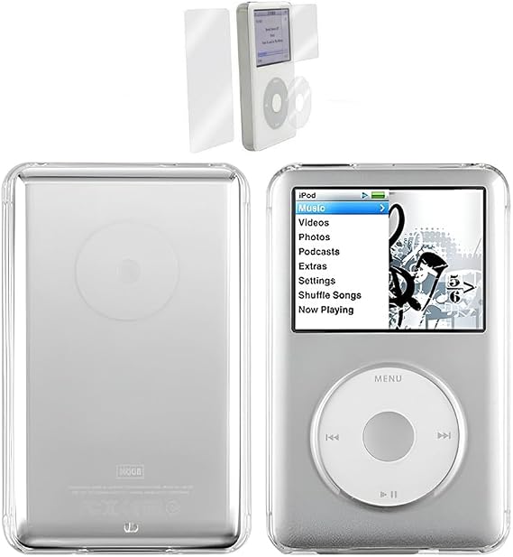 Clear Hard Snap-on Case Cover for Apple iPod Classic 6th 7th 80GB, 120GB Thin 160GB Released on 2009 + Screen Protector(10.5mm Thickness Thin Version)