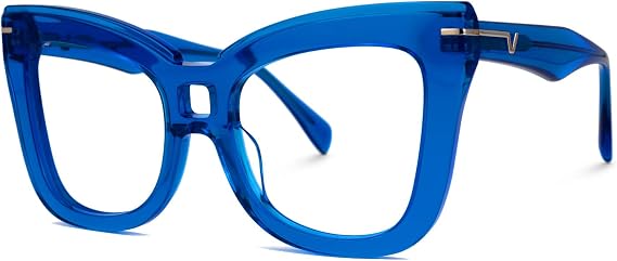 VOOGLAM Oversize Plain Glasses for Women, Clear Anti Blue Fashion Glasses Commute Thick Frames 7543