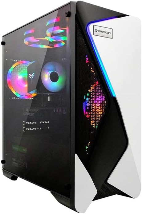 IPASON COMBAT ZONE S7 Gaming PC Desktop Computer AMD Radeon RX7600 5th Generation Ryzen7 5700X 3.40GHz Max 4.60GHz Windows 11 NVMe M.2 SSD 500GB Memory 16GB 80PLUS Certified Power Supply Desktop PC