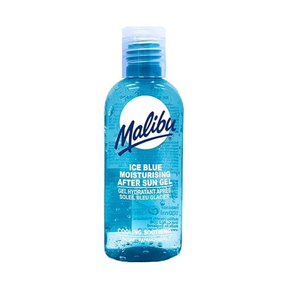 Malibu After Sun Gel 3.4 fl oz Cooling, Soothing Aloe Vera Gel for Sunburn Relief Ice Blue Moisturizer Hydrating, Non-Greasy, Fast Absorbing After Sun Skincare for Face & Body