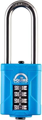 Squire Medium Duty Padlock 35 CLR Blue - Toughest Open Shackle Coloured Padlock - Covered Laminated Steel for Corrosion Resistance - Weatherproof Lock for Home, School & Shed Blue, 44 mm