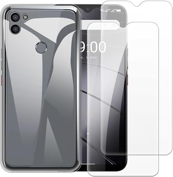 Case with 2 Pack Screen Protector Combo Compatible with Volla Phone 22, Shockproof Cover and Tempered Glass Set for Full Body Safety(Clear)