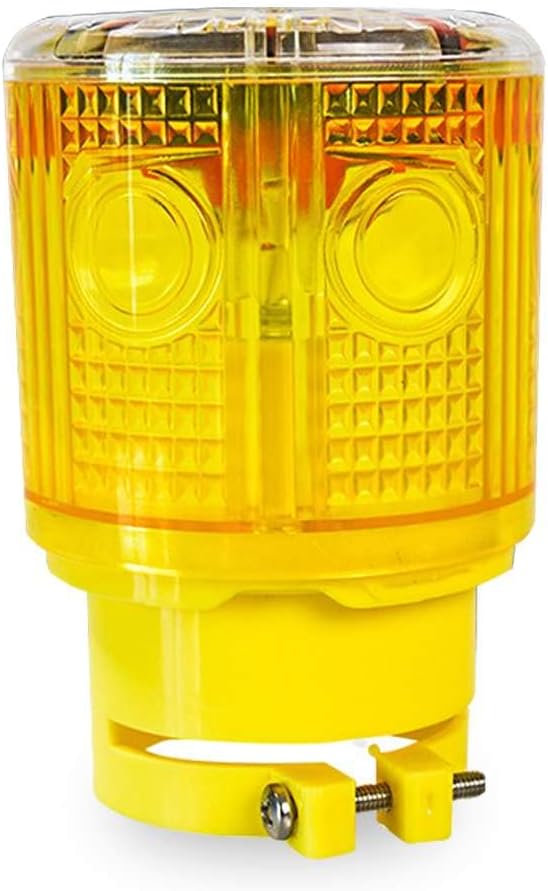 Aolyty LED Solar Strobe Warning Light 360 Degree Super Bright Waterproof IP48 for Construction Traffic Dock Marine Control Flashing Light (Yellow)