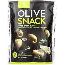 Gaea Olives - Green - Pitted - with Oregano and Lemon - Snack Pack - 2.3 Ounce - case of 8