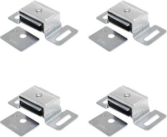 Magnetic Catch for Cabinet Doors Cupboards Drawers Shutters w/Metal Housing + Strike Plate & Screws (4 Pack)