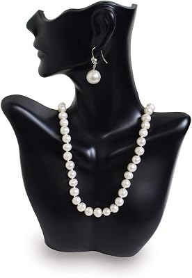 MOOCA Tabletop Small Necklace & Earring Jewelry Displays, Earring Display Stands, Necklace Stand, Mannequin Jewelry Bust, 7 W x 3 D x 9 12 H in, Black