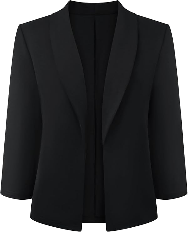 Hobemty Women's Shawl Collar Blazer Jackets Open Front Lightweight Cardigan